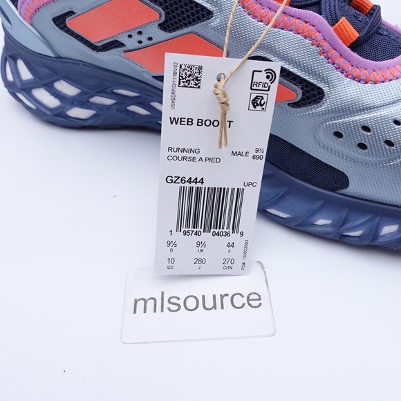 NEW adidas Web Boost Sneaker GZ6444 Magic Grey Met/Orange - Picture 3 of 8
